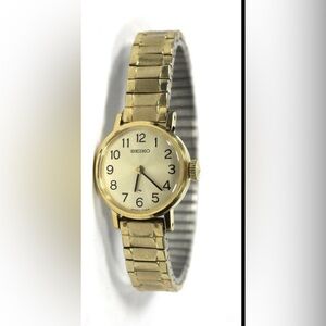 Vtg Seiko Watch Women Gold Tone Round Dial Stretch Band 11-0039 Manual Wind A2